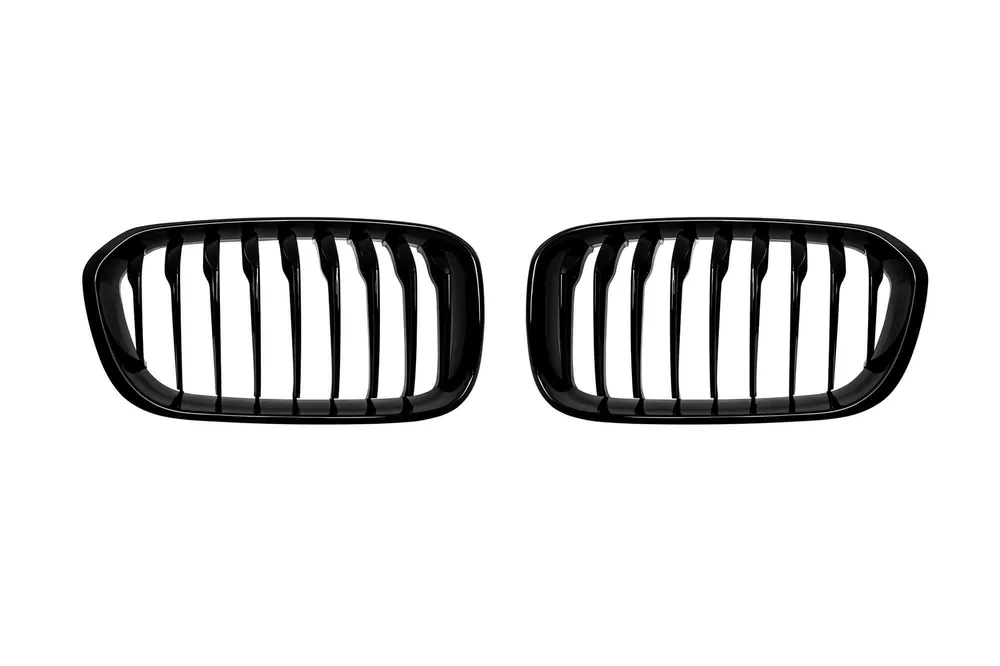 Grile de rinichi cu nervuri unice vopsite în negru, potrivite pentru BMW Seria 1 F20 5 uși, F21 3 uși 2015-2019 Discount