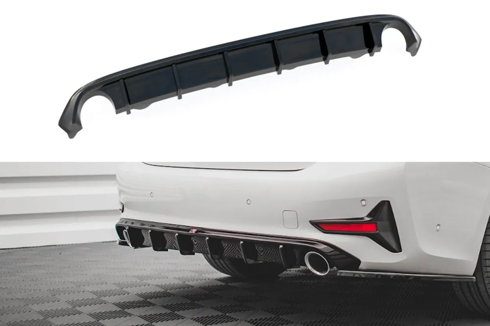 Livrare rapidă Difuzor Maxton Design potrivit pentru bara spate standard a BMW Seria 3 G20 sedan, G21 break după 2018, lac negru