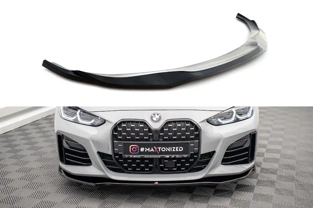 Spoiler Maxton Design versiunea 1 potrivit pentru bara M frontală pe BMW Seria 4 Gran Coupe G26 după 2021, lac negru Preț redus
