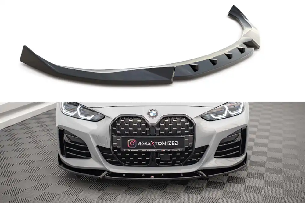 Reducere specială Spoiler Maxton Design versiunea 2 potrivit pentru bara frontală M pe BMW Seria 4 Gran Coupe G26 după 2021, lac negru