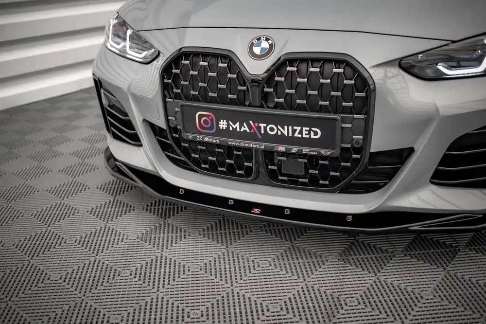 Preț redus Spoiler Maxton Design versiunea 3 potrivit pentru bara frontală M la BMW Seria 4 Gran Coupe G26 după 2021, lac negru