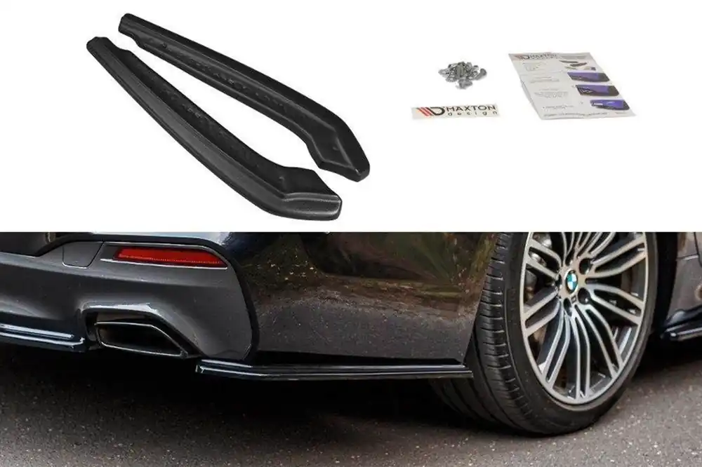 Comandă acum Extensii laterale Maxton Design potrivite pentru bara spate M Technik pe BMW Seria 5 G30, G31 după 2017, lac negru