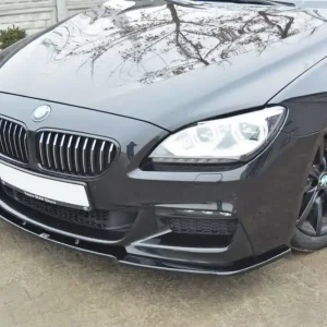 Super ofertă Spoiler Maxton Design potrivit pentru bara de protecție frontală M Technik pe BMW Seria 6 Gran Coupe F06 după 2013, lac negru