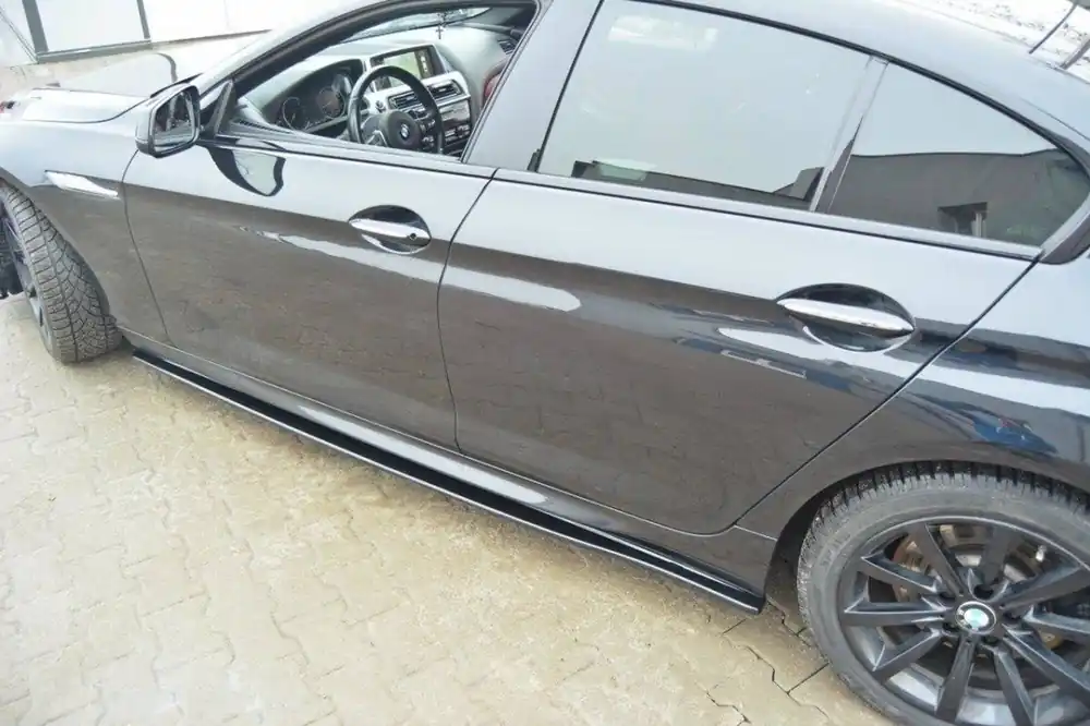 Adăugiri Maxton Design pentru praguri M Technik potrivite pentru BMW Seria 6 Gran Coupe F06 după 2013, lac negru Lichidare de stoc