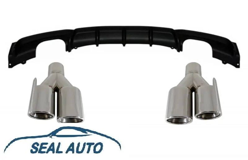Difuzor Bara Evacuare Dubla Spate cu Ornamente Tobe Evacuare compatibil cu BMW Seria 3 (2011+) F30 F31 M Performance Sport Design Vezi acum