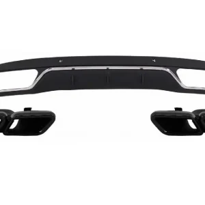 Popular Difuzor Bara Spate cu Ornamente compatibil cu Mercedes Benz W205 C-Class (2014-up) C63 AMG Design Black