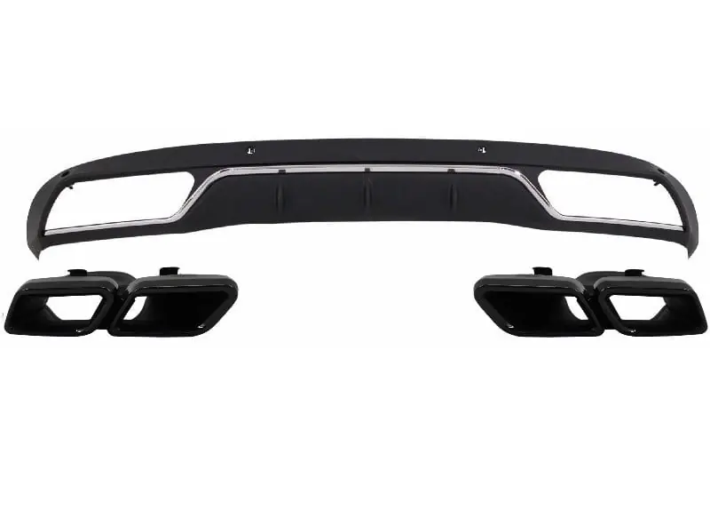 Popular Difuzor Bara Spate cu Ornamente compatibil cu Mercedes Benz W205 C-Class (2014-up) C63 AMG Design Black