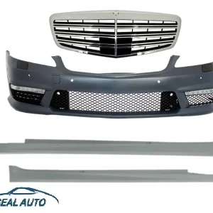 Body Kitt -Bara Fata Completa cu Grila Centrala compatibil cu Mercedes W221 S-Class S63 S65 AMG-Look 05-10 si Praguri Laterale Scurte Cel mai vândut