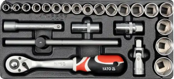 Trusa Chei Tubulare +Clichet +Adaptor 24Piese, 10-32Mm YATO Cel mai vândut
