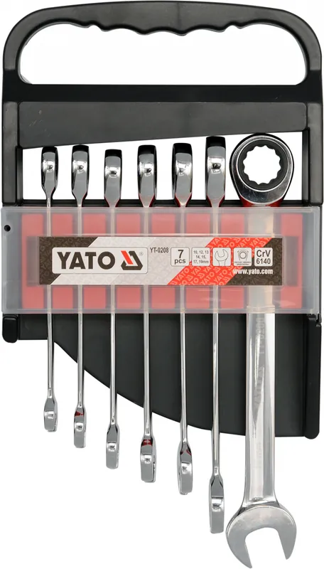 Disponibil imediat Set Chei Combinate Cu Clichet 10-19Mm, 7 Buc YATO