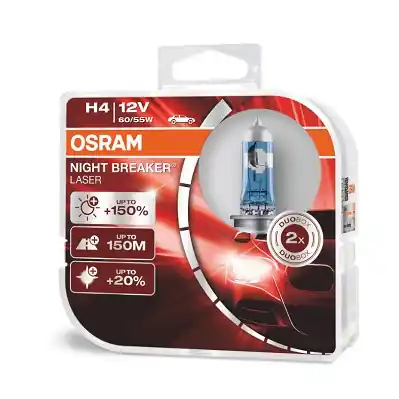 Promoție Set 2 Becuri 12V H4 60 55 W Night Breaker Laser Nextgen +150% Osram ams-OSRAM