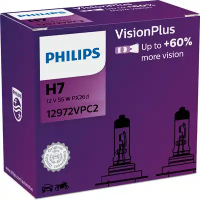 Cumpără online Set 2 Becuri Far H7 55W 12V Vision Plus (Cutie) Philips PHILIPS