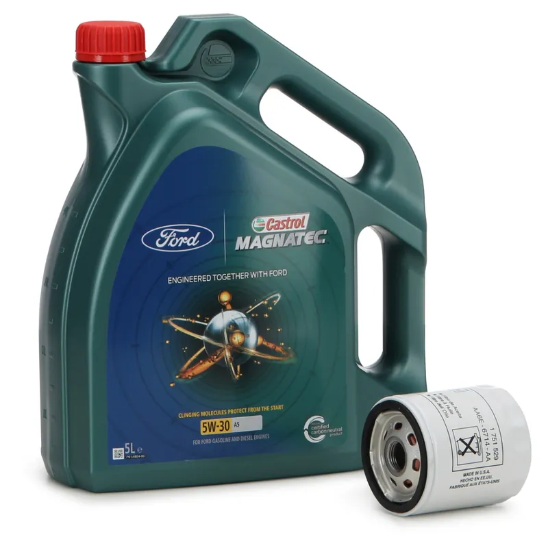 Set Ulei Motor Castrol Magnatec Ford 5W-30 A5 5L 15D5E8 + Filtru Ulei Motor Oe Ford Transit Courier 2014 2468342 Ford Livrare expres