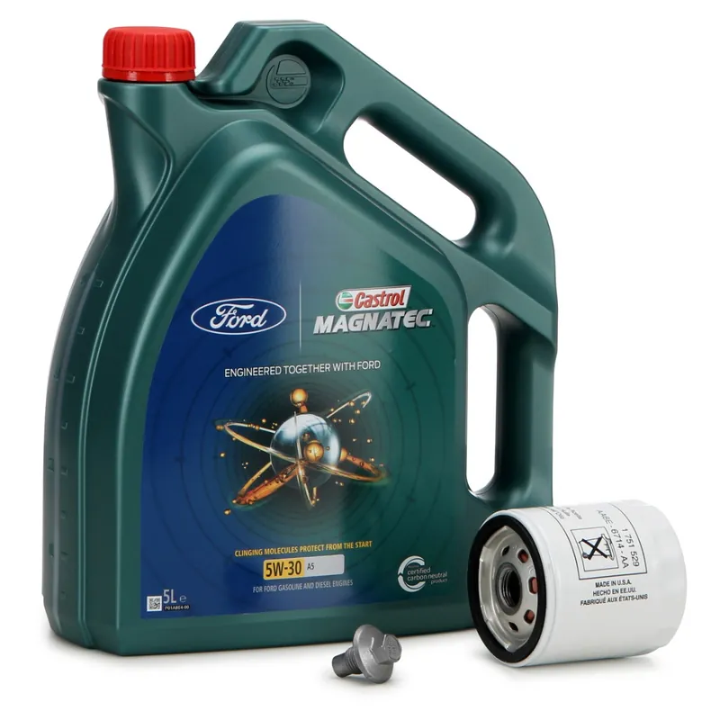 Set Ulei Motor Castrol Magnatec Ford 5W-30 A5 5L 15D5E8 + Filtru Ulei Motor Oe Ford 2468342 + Surub Golire Baie Ulei Oe Ford Transit Connect 2013 Ford Super ofertă