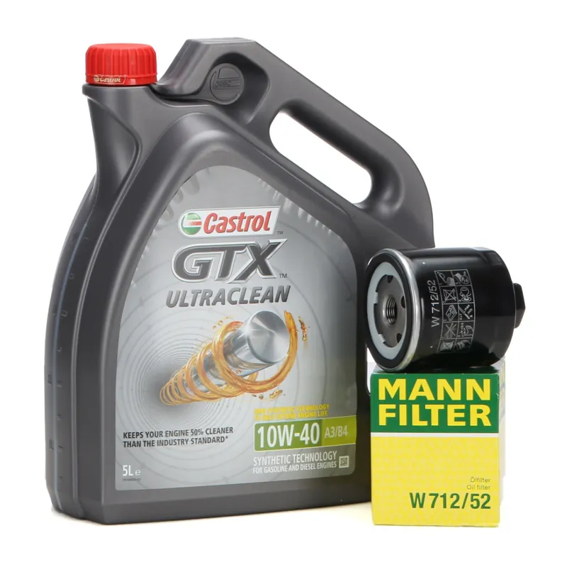 Expediere rapidă Set Ulei Motor Castrol GTX Ultraclean 10W-40 5L(4L+1L) + Filtru Ulei Mann Filter W712 52 CASTROL