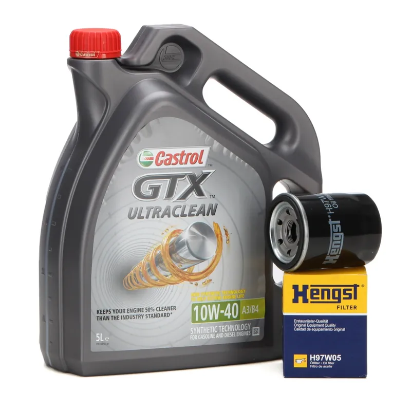 Reducere specială Set Ulei Motor Castrol GTX Ultraclean 10W-40 5L(4L+1L) + Filtru Ulei Hengst H97W05 CASTROL