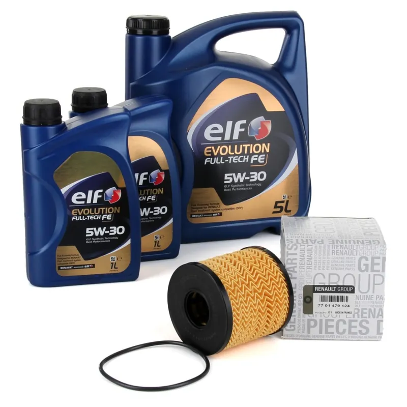 Calitate înaltă Pachet Revizie Ulei Motor Elf Evolution Full Tech FE 5W-30 5L + 2 Buc 1L + Filtru Ulei Oe Renault Master 2 2000 7701479124 Elf