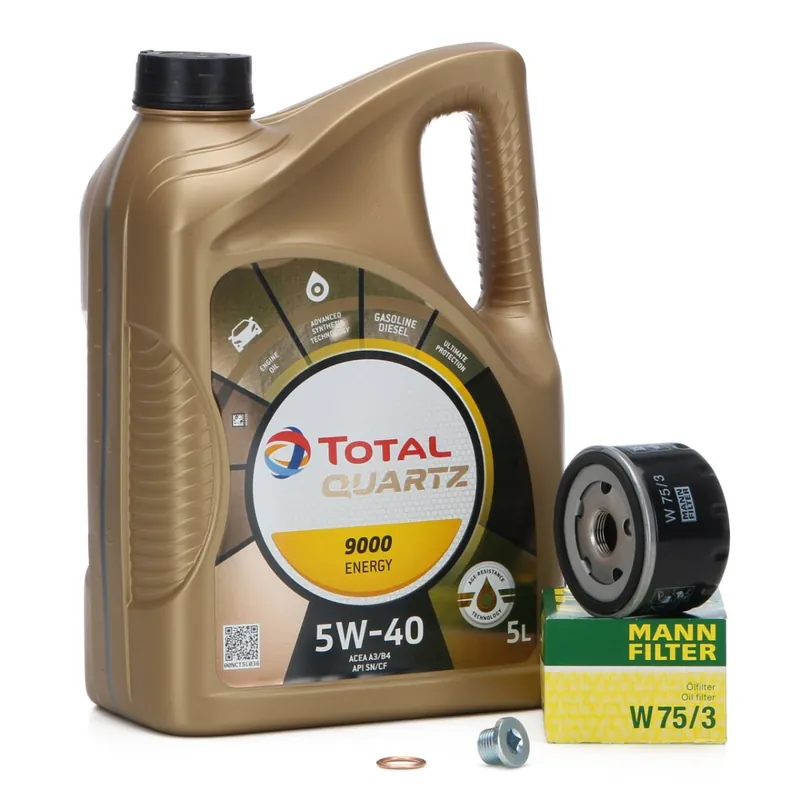 Pachet Revizie Ulei Motor Total Quartz 9000 Energy 5W-40 5L + Filtru Ulei Mann Filter Renault Scenic 3 2009 W75 3 + Buson Golire Baie Ulei Fa1 Total Livrare rapidă