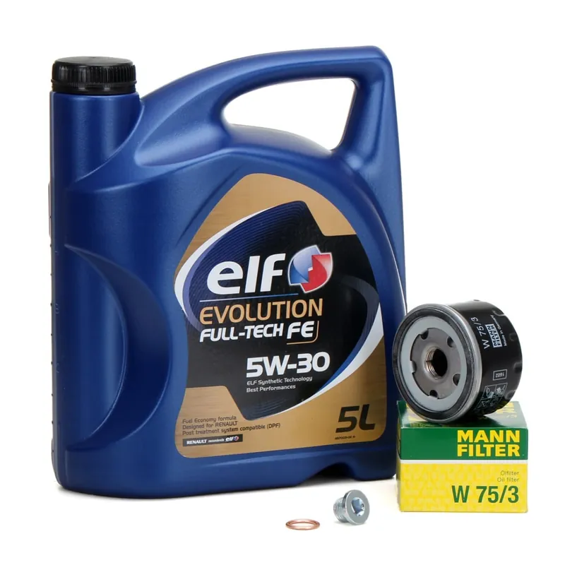 Cel mai bun preț Pachet Revizie Ulei Motor Elf Evolution Full Tech FE 5W-30 5L + Filtru Ulei Mann Filter Nissan Micra 3 2003-2010 W75 3 + Buson Golire Baie Ulei Fa1 Elf