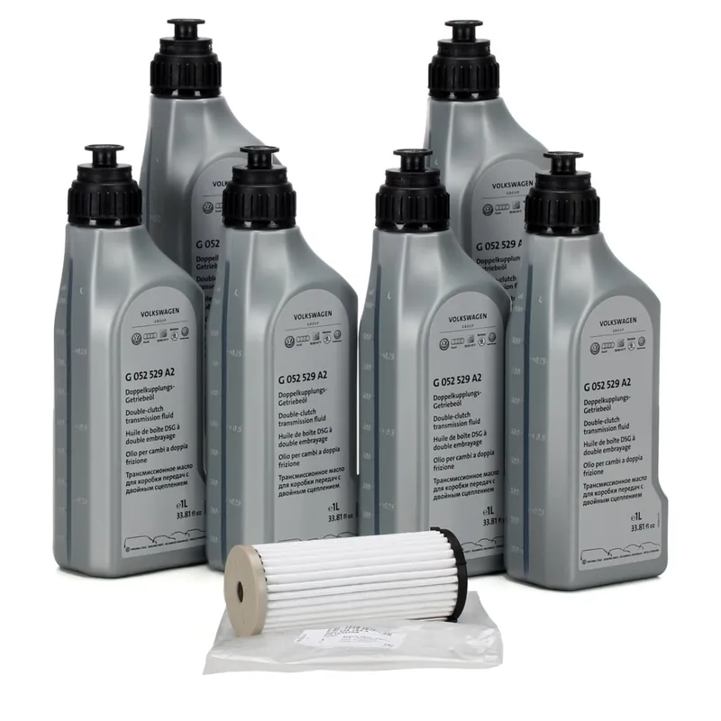 Set 6 Buc Ulei Transmisie Automata DSG Oe Audi A3 8VE 2013 1L G052529A2 + Filtru Hidraulic Cutie De Viteze Automata Oe Audi A3 8VE 2013 0GC325183A Volkswagen Reducere de preț