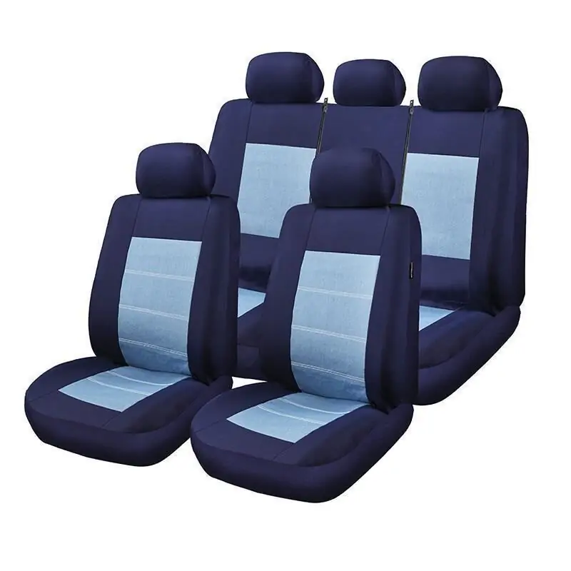 Huse Scaune Auto RoGroup Blue Jeans, cu fermoare pentru bancheta rabatabila, 9 Bucati Livrare gratuită