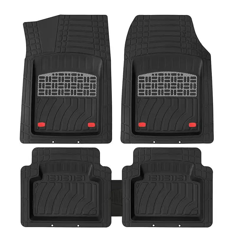 Comandă acum Set Covorase Auto Universale Tip Tavita JOKER, PVC, ajustabile, negru cu ornament cromat, 5 bucati