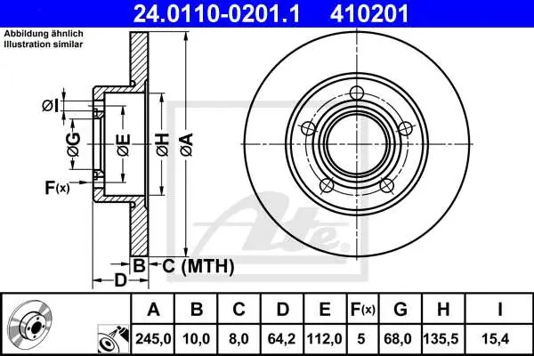 Disc frana spate VW Passat B5 combi 1997-2000, ATE 24.0110-0201.1 Cel mai bun preț