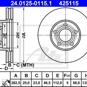 Vezi acum Disc frana fata VW Passat B5 combi 1997-2000, ATE 24.0125-0115.1