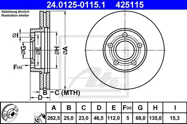 Vezi acum Disc frana fata VW Passat B5 combi 1997-2000, ATE 24.0125-0115.1