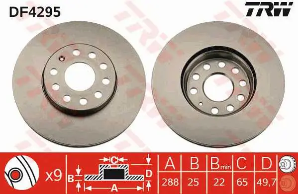 Disc frana fata VW Passat B5 combi 1997-2000, TRW DF4295 Bestseller
