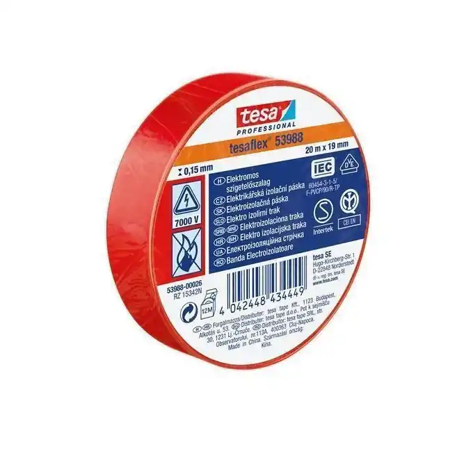 Banda izolatoare Tesa 53988 PVC 15/10 rosu Discount