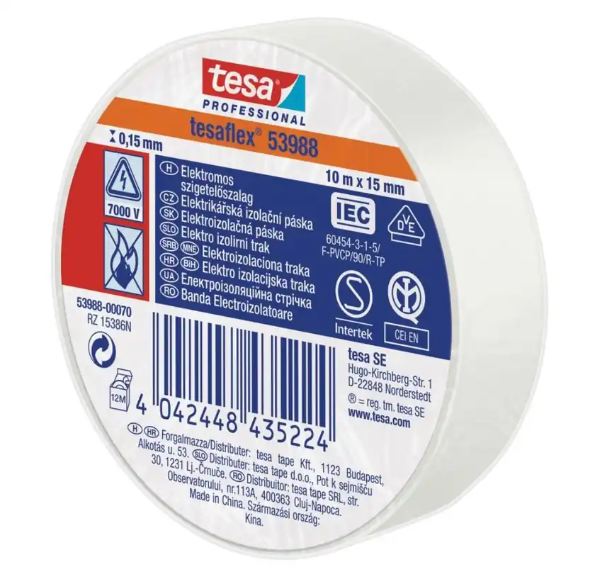 Super ofertă Banda izolatoare Tesa 53988 PVC 15/10 alb