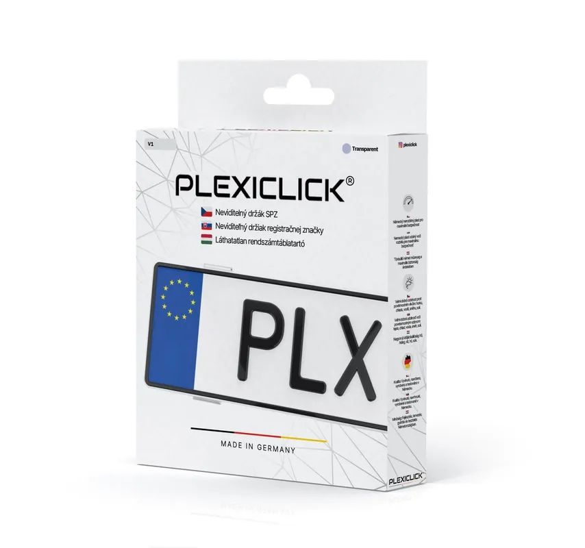 Plexiclick V1 Suport transparent pentru plăcuță de înmatriculare (110 mm) Ieftin