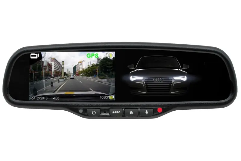 Cameră HD DVR cu înregistrare și monitor de 4,3 inchi în oglinda retrovizoare cu funcție de reglare automată a luminii HV-043LAD Cel mai vândut